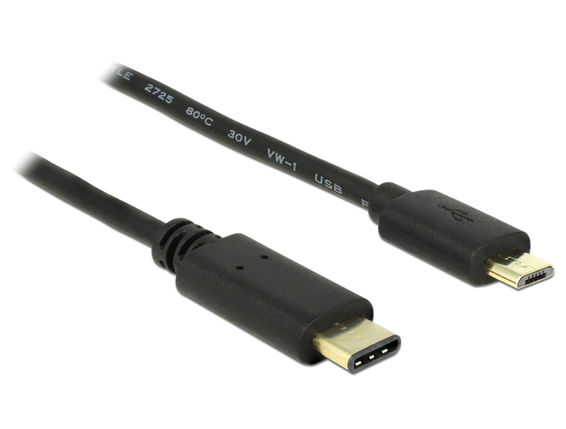 Delock - USB cable - USB-c (m) to micro-USB type b (m) - USB 2.0 - 3 a - 2 m - black-null