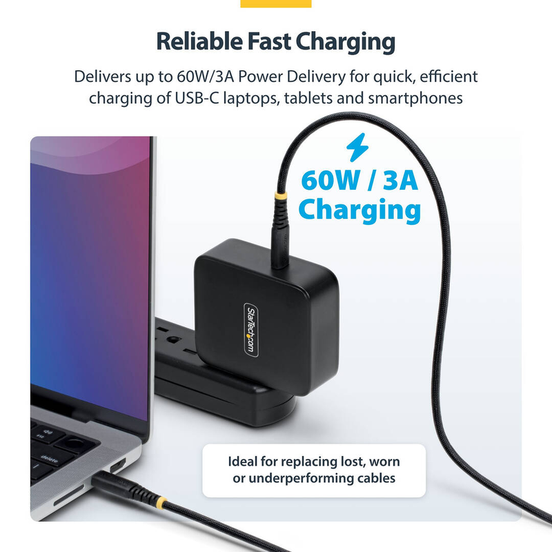 Startech.com / USB cable / 24 pin USB-c (m) to 24 pin USB-c (m) / USB 2.0 / 3 a / USB power delivery (60w) / black-null
