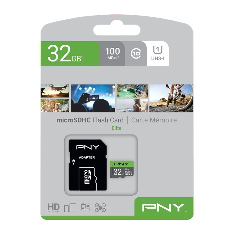 Pny elite 32GB micro sd card w/adapter class10 u1, , medium-null