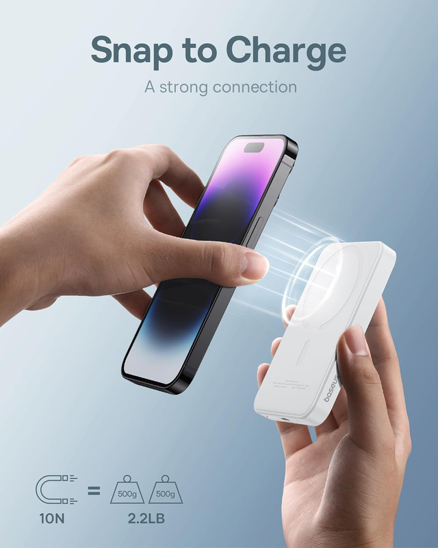 Baseus powerbank 20w 5000mAh magnetic wireless white, , medium-null