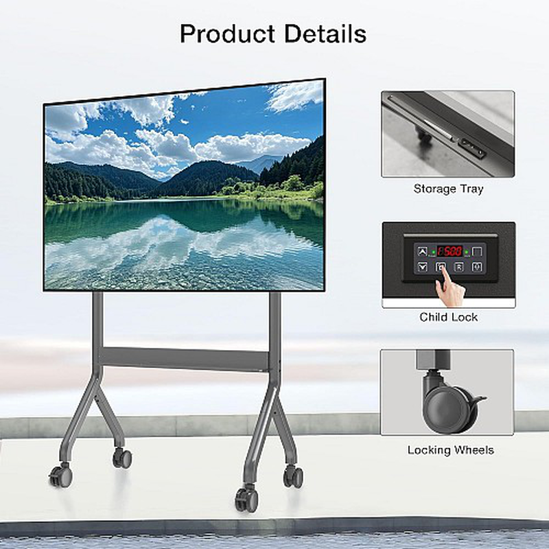 Nbmounts p150 motorized trolley adjustable up to 1.5m vesa 90x60 up to 90'' & 68kg-null
