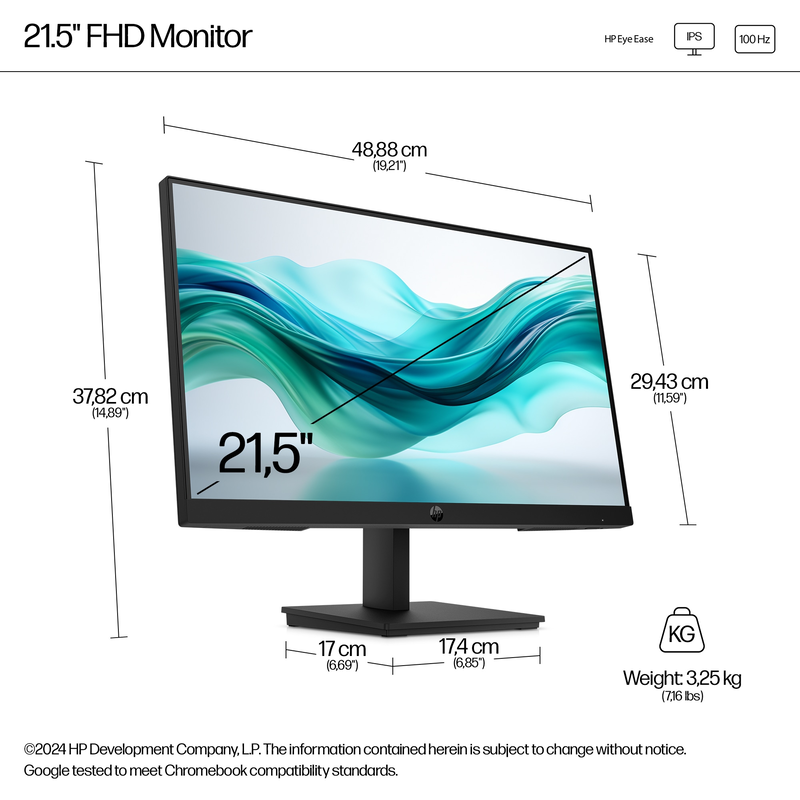 Hewlett packard series 3 pro 322pf 21.5" monitor ips 100hz 1920x1080, , medium-null