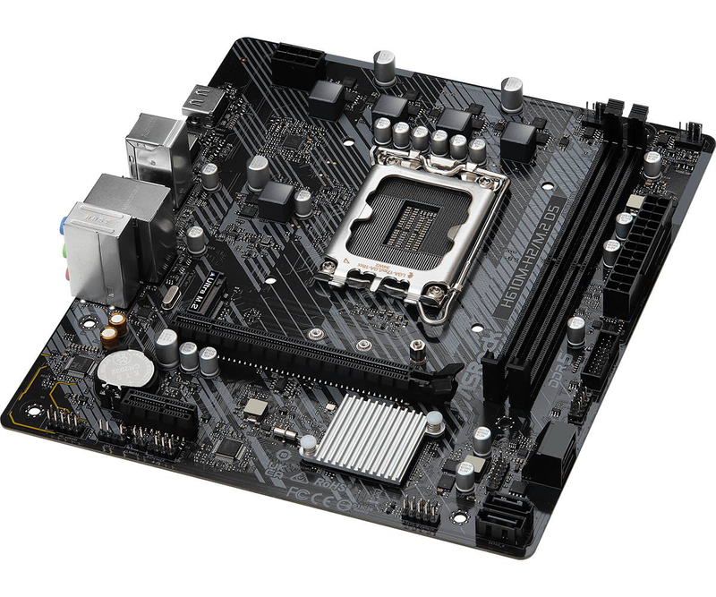 Asrock h610m-h2/m.2 d5 micro-atx motherboard lga 1700 intel h610 ddr5 pcie 4.0 m.2 dual HDMI gbe lan black-null