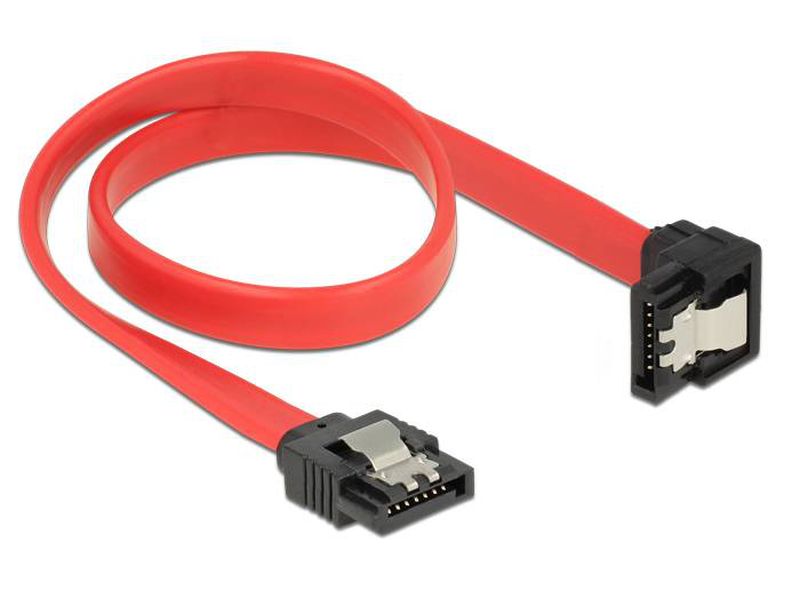 Delock / sata cable / serial ata 150/300/600 / sata (m) to sata (m) / 30 cm / 90&deg; connector, latched / red-null