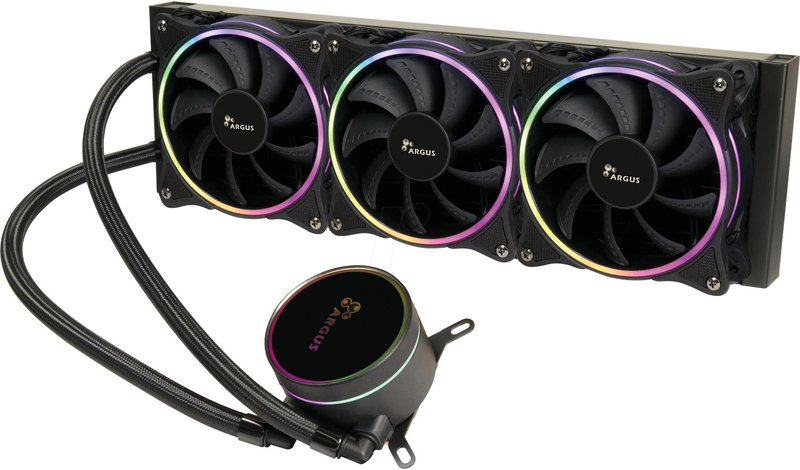 Inter-tech argus iceman lc-360 rgb black 360mm aio liquid CPU cooler triple 120mm fans 5v argb copper base 300w tdp-null