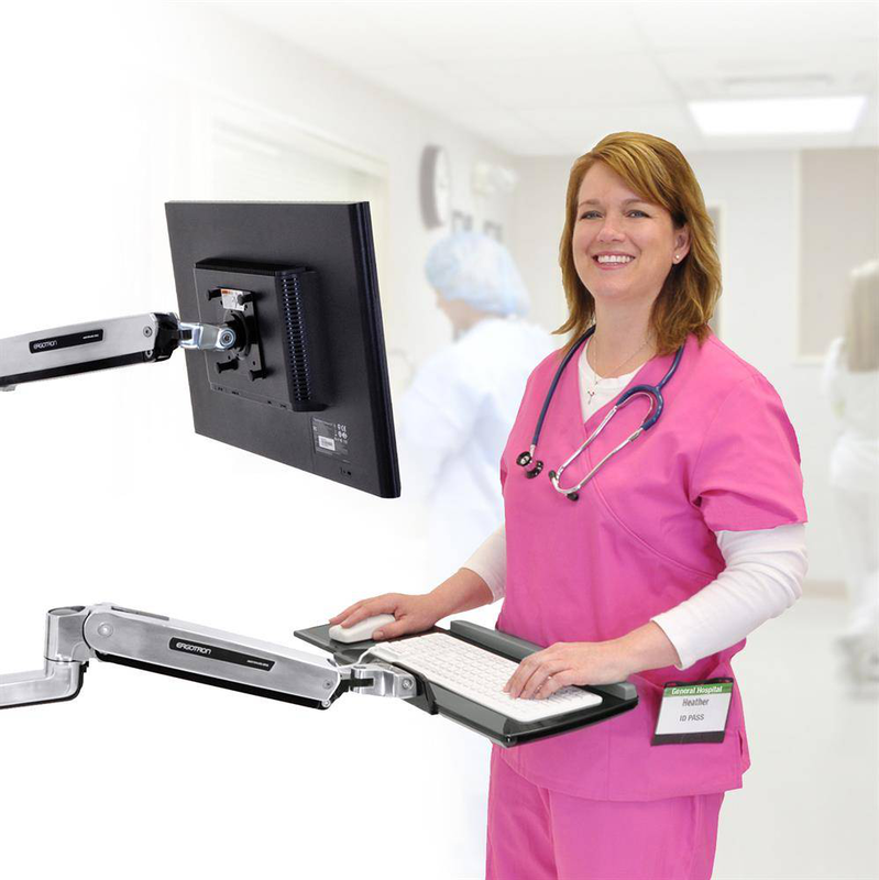 Ergotron lx sit-stand wall mount keyboard arm 45-354-026 with mouse tray aluminium silver-null