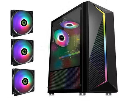 Armaggeddon nimitz n3 atx case with led strip and 3 fixed rgb fans, , medium