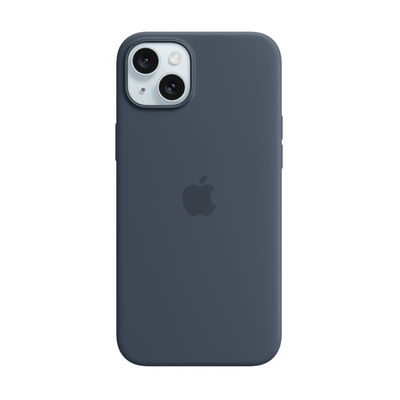iPhone 15 plus silicon case with MagSafe storm blue, Blue, medium