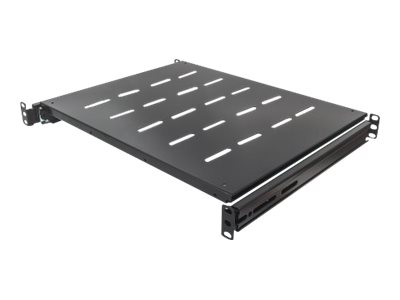 Intellinet 19" sliding shelf, 1u, 800 to 1000mm depth, shelf depth 550mm, black - rack shelf - black, ral 9005 - 1u - 19", , medium