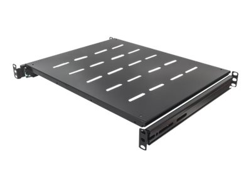 Intellinet 19" sliding shelf, 1u, 800 to 1000mm depth, shelf depth 550mm, black - rack shelf - black, ral 9005 - 1u - 19", , medium-null