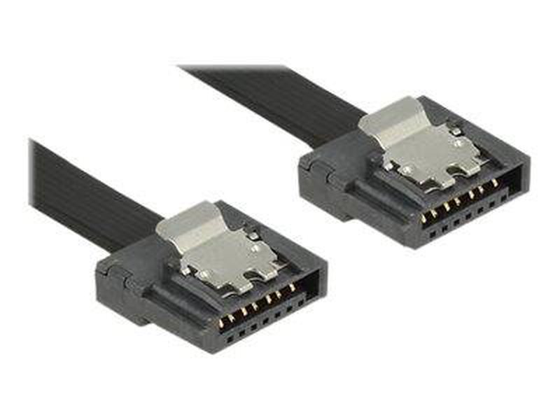 Delock flexi / sata cable / serial ata 150/300/600 / sata (m) to sata (m) / 1 m / latched / black-null