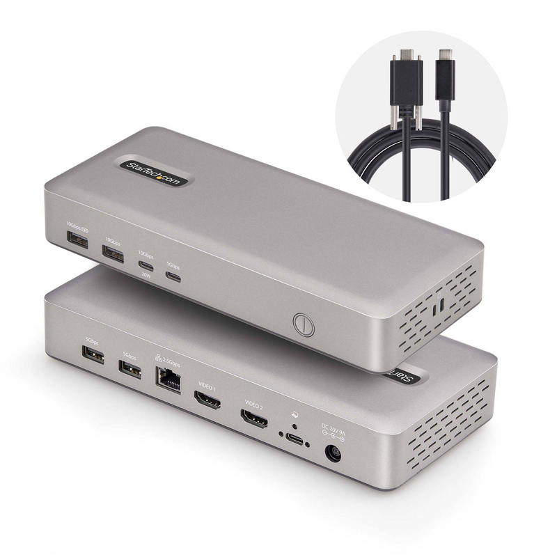 Startech 155ue-USB4-dock USB4 dual monitor docking station 2x HDMI 2.1 4k 120hz 2.5GBe 6x USB 100w pd-null