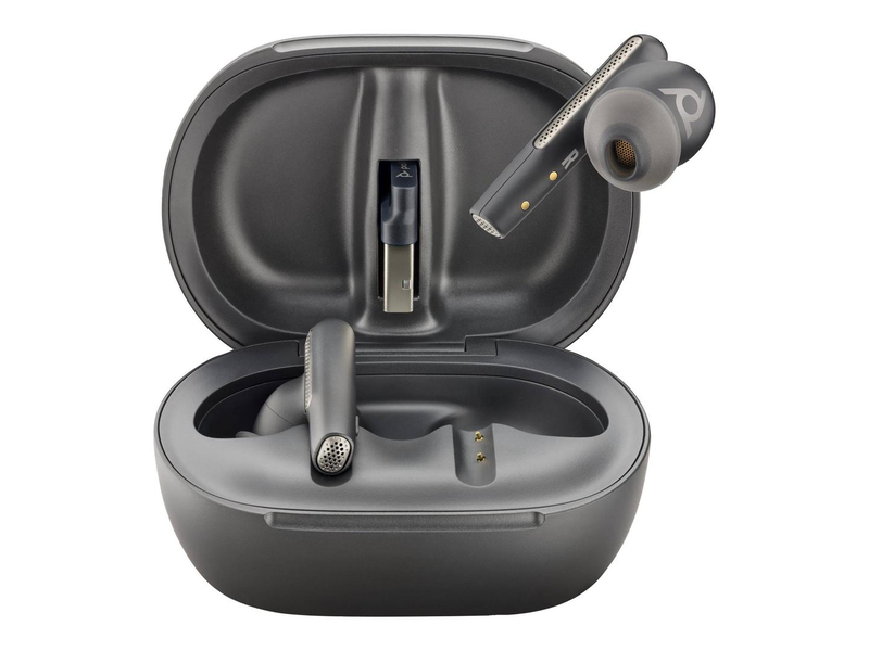 Poly voyager free 60+ uc true wireless earbuds hybrid anc touchscreen charge case bt700 USB-c carbon black-null