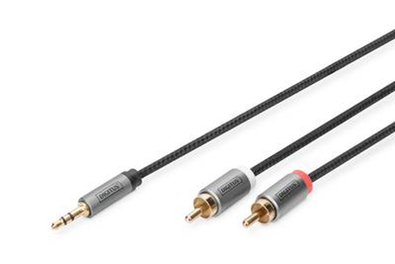 Digitus / audio cable / stereo mini jack male to rca x 2 male / 1m / black, , medium-null