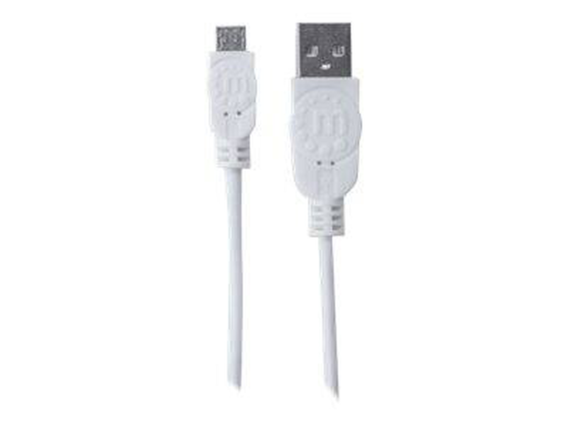 Manhattan USB-a to micro-USB cable, 1m, male to male, white, 480 mbps (USB 2.0), equivalent to startech USBpaub1mw, hi-speed USB,-null