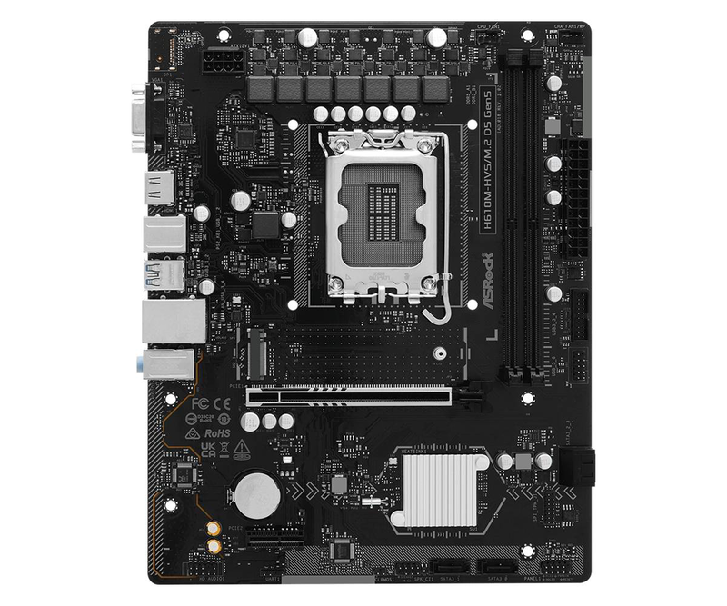 Asrock h610m-hvs/m.2 d5 Gen5 micro-atx motherboard lga 1700 intel h610 ddr5 pcie 5.0 x16 m.2 HDMI vga black-null