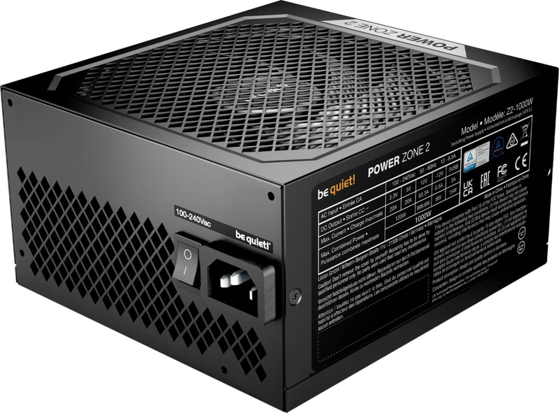 Be quiet! Power zone 2 z2-1000w bp008eu 1000w atx 3.1 psu 80 plus platinum fully modular 12v-2x6 140mm zero-rpm black-null