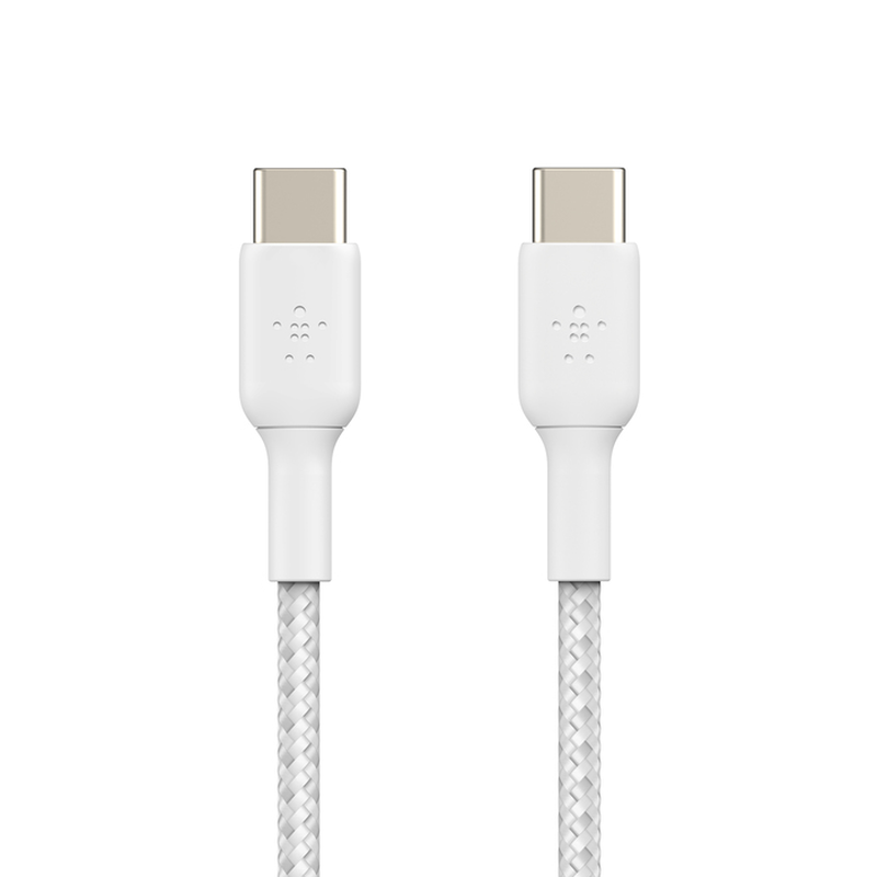 Belkin boost charge - USB cable - 24 pin USB-c (m) to 24 pin USB-c (m) - USB 2.0 - 3 a - 2 m - USB power delivery (60w), braided cable - white-null