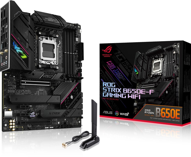 Asus rog strix b650e-f gaming Wi-Fi am5 atx gaming motherboard ddr5 pcie 5.0 Wi-Fi 6e, , medium-null
