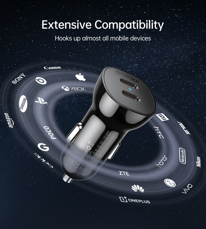 Choetech 40w dual Type-C fast car charger, , medium-null