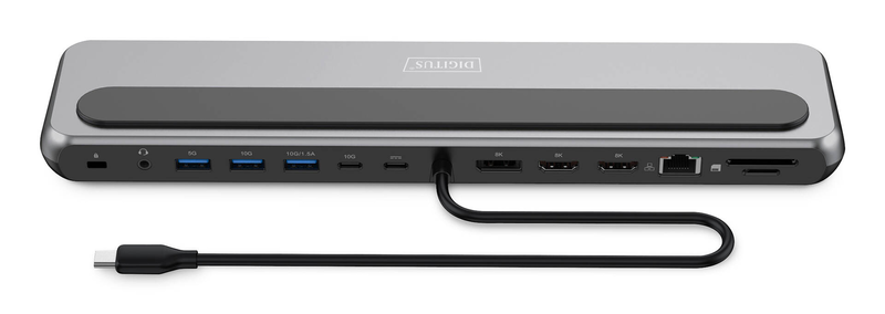 Digitus da-70919 USB-c 8k docking station triple display 2x HDMI displayport 4k mst gigabit ethernet sd 100w pd-null