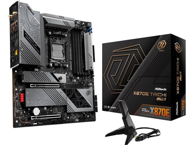 Asrock x870e taichi lite e-atx motherboard socket am5 AMD x870e ddr5 dual pcie 5.0 Gen5 m.2 Wi-Fi 7 USB4 5GBe black-null