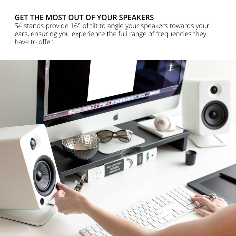 Kanto s4w angled desktop speaker stands for midsize speakers - white, pair-null