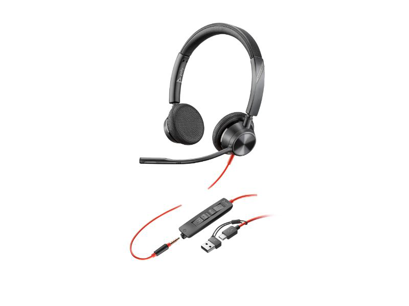 Poly blackwire 3325 stereo USB-c headset +3.5mm plug +USB-c/a adapter (8x221aa), , medium-null