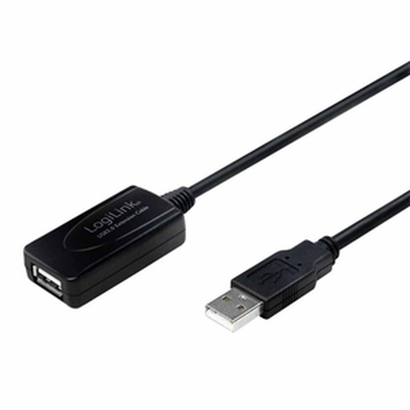 Ua0143 10m USB2.0 extention cable  blk logilink, , medium-null