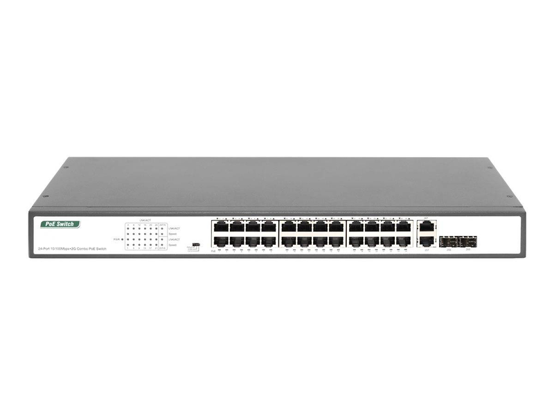 Digitus dn-95343 24-port fast ethernet poe switch | 370w | rack-mountable, , medium-null