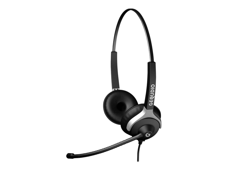 Gequdio wa9024 binaural wired headset for unify siemens mitel ip phones rj quick-disconnect lightweight black-null