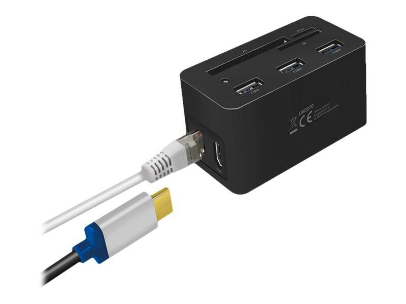 Logilink ua0370 USB-c mini docking station HDMI 4k gigabit lan 3x USB 3.0 USB-c pd 60w card reader black-null