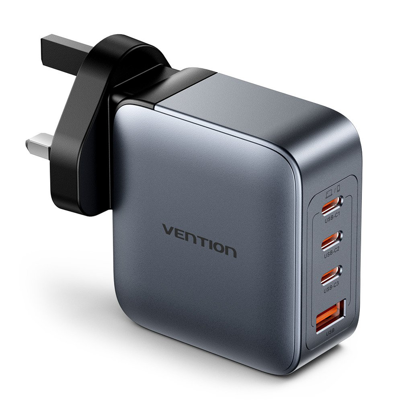 Vention charger wall gan 100w 3xUSBc 1xUSBa grey feth0-uk, , medium-null