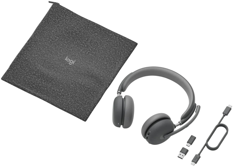 Logitech zone wireless 2 uc bluetooth anc business headset 40mm drivers 4 mics USB-c receiver multipoint graphite-null