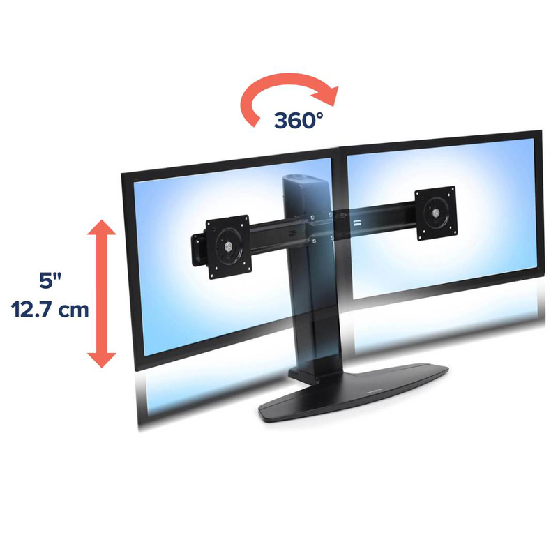 Ergotron neo-flex dual monitor lift stand 33-396-085 freestanding for 2 screens up to 24" black-null