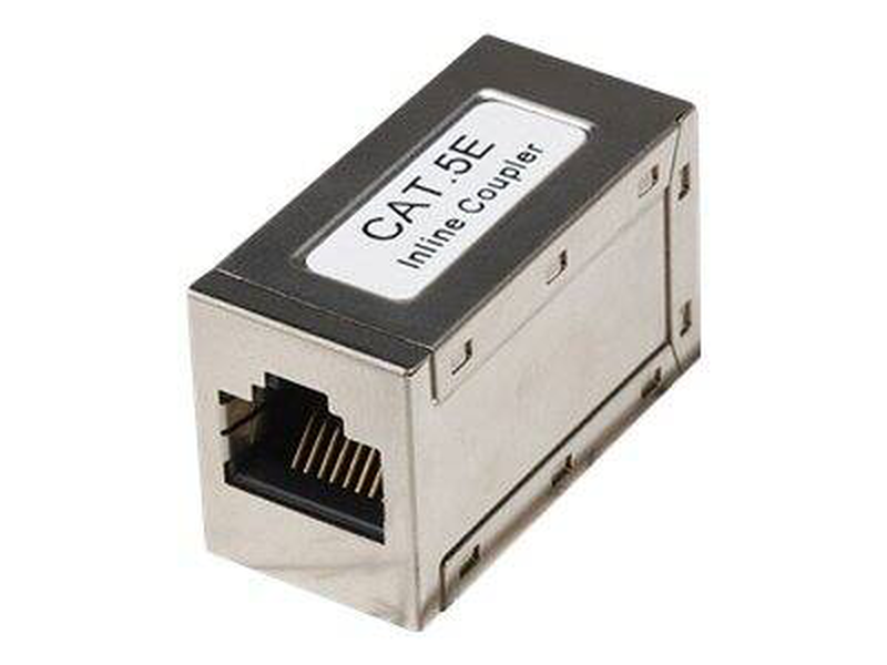 Intellinet inline coupler, cat5e, ftp, modular, 8p8c female to 8p8c female, silver - network coupler - rj-45 (f) to rj-45 (f) - cat 5e - silver-null