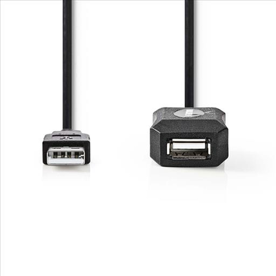 Active USB 2.0 extension cable a male - a female 25m black