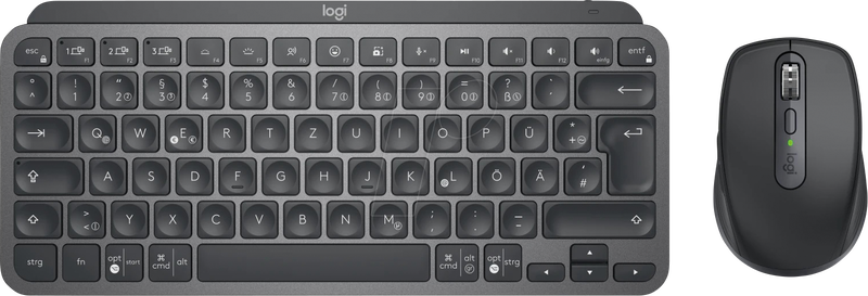 Logitech mx keys mini combo for business - keyboard and mouse set - backlit - wireless - 2.4 GHz, bluetooth le - qwertz - german - graphite, , medium-null
