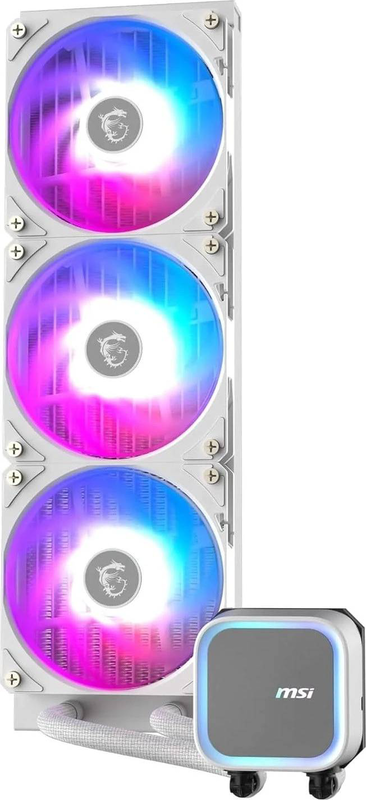 Msi mag coreliquid a13 360 white argb liquid CPU cooler 360mm aio triple 120mm argb Gen2 fans copper base-null