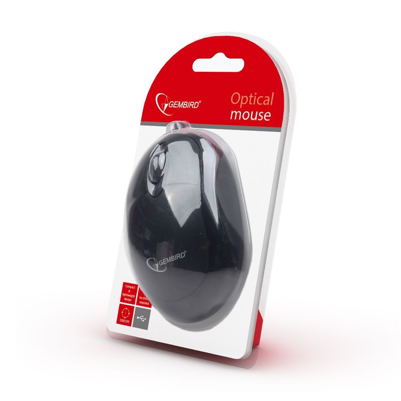 Gembird mus-u-01 - mouse - right and left-handed - optical - 3 buttons - wired - USB - black, , medium-null