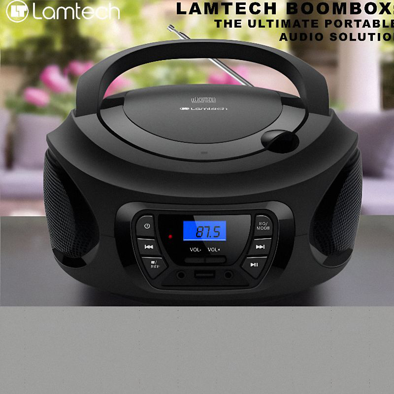 Portable radio cd player lamtech lam112518 black, , medium-null