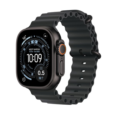 Apple Watch Ultra 3 GPS + Cellular 49mm Black Titanium Case with Black Ocean Band, Black titanium, medium