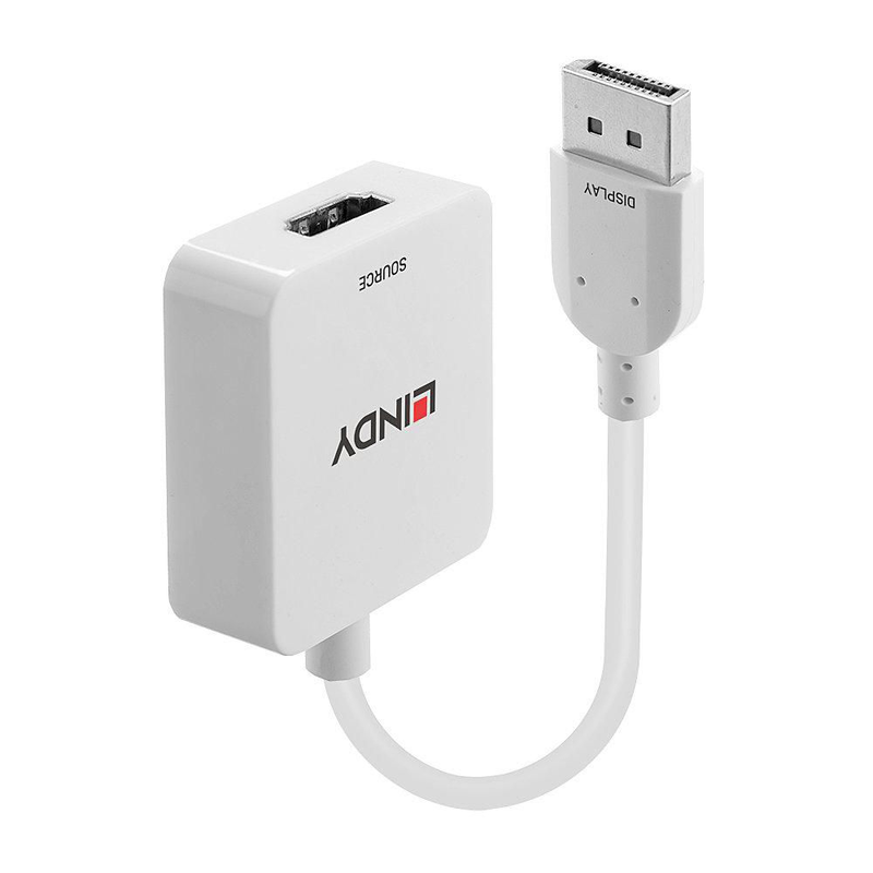 Lindy - video / audio cable - HDMI, dc jack 3.5 x 1.35 mm female to displayport male - 9.5 cm - white-null