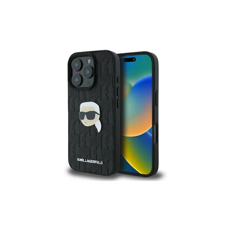 Product image: Karl lagerfeld iPhone 16 pro monogram karl head pin black, , medium-null