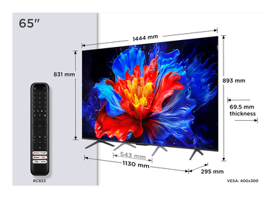 Tcl smart TV 65" 4k QLED 65p8k (2025), Black, medium