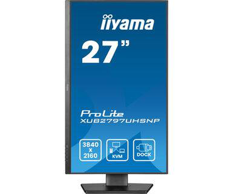 Iiyama prolite xub2797uhsnp-b1 27" 4k uhd ips USB-c 96w dock monitor rj45 kvm HDMI displayport 99% srgb black-null