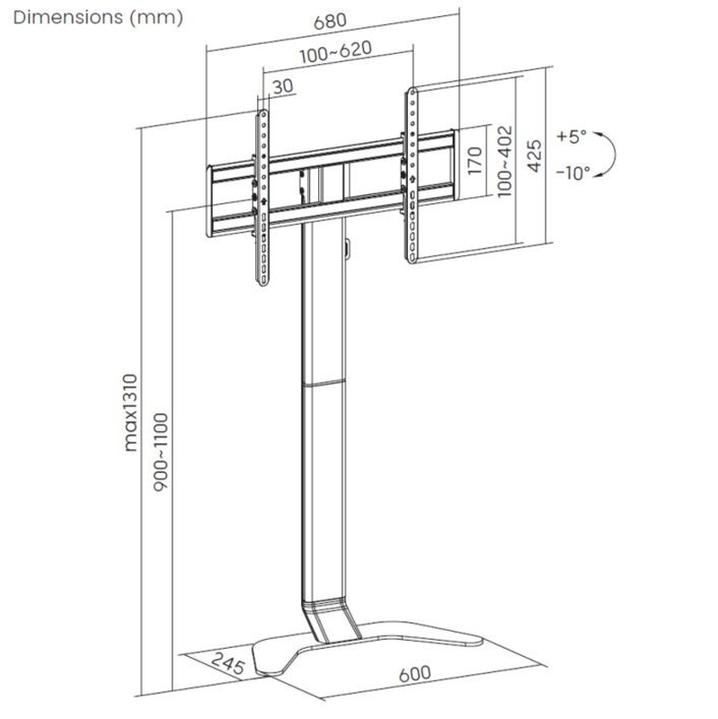 Equip 37"-86" ultra slim TV floor stand (650614)-null