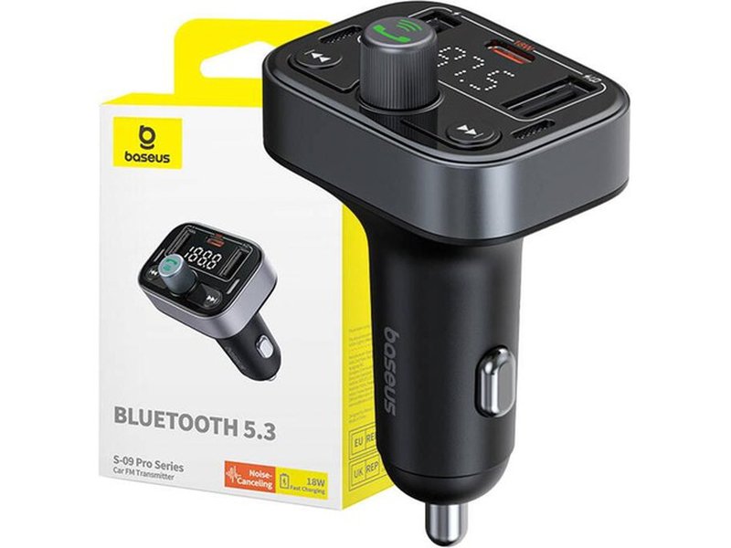Baseus car fm transmitter-charger USB/bt/sd 18w s09-null