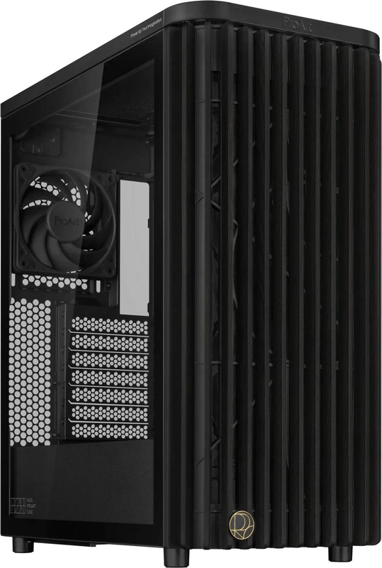 Asus proart pa401 wood edition atx mid tower pc case tempered glass fsc wood front dual 160mm fans black-null