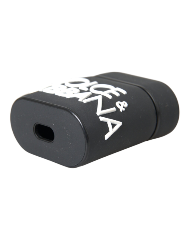 Black white silicone embossed logo AirPods case-null
